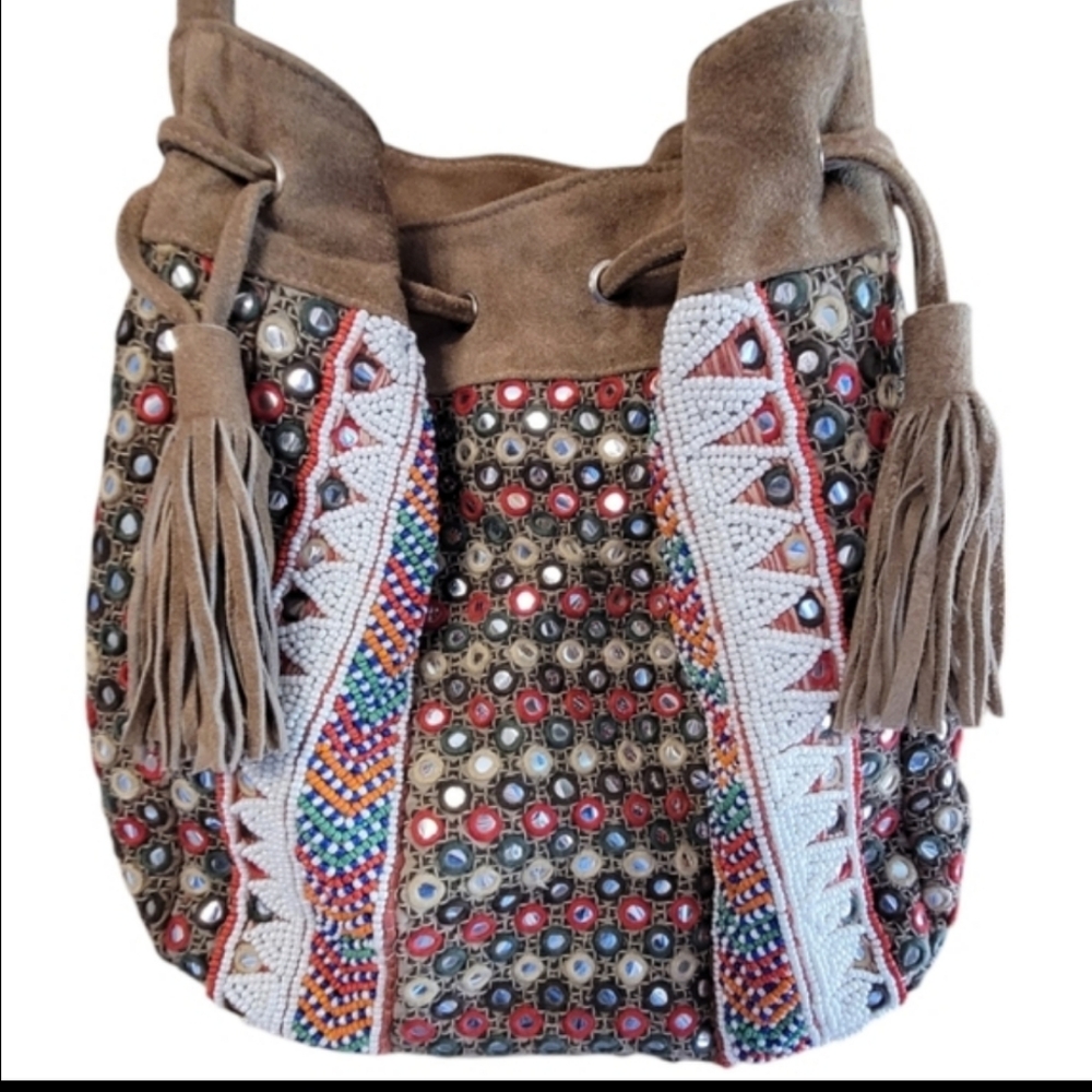 Gypsy05 Beaded Boho Suede Embellished Bag - Picture 6 of 12